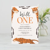 Wild One Tiger 1er Anniversaire Fête Invitation (Debout devant)