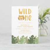 Wild One Tiger 1st Birthday Uitnodiging (Staand voorkant)