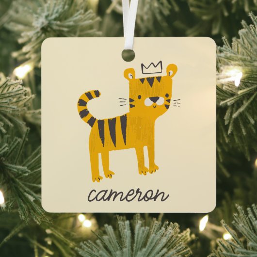 Wild One Tiger Cat Metalen Ornament (Insitu)