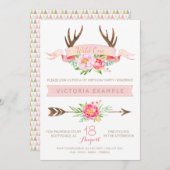 Wild One Tribal Antler Invitations d'anniversaire (Devant / Derrière)