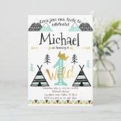 Wild One Tribal Birthday Party Invitation Boy (Debout devant)