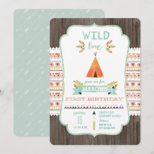 Wild One Tribal Boy Invitations de fête d'annivers