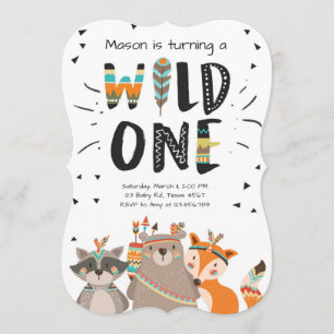 Wild One Tribal Eerste verjaardagsuitnodiging Wood Kaart