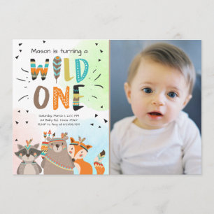 Wild One Tribal Eerste verjaardagsuitnodiging Wood Kaart