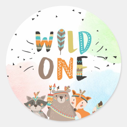 Wild One Tribal Woodland Animals Envelope Seal Boy Ronde Sticker (Voorkant)