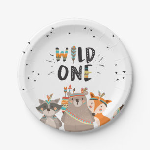 Wild One Tribal Woodland verjaardagspapier Borden Papieren Bordje