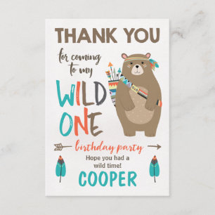 Wild One tribu Ours Carte de remerciements d'anniv