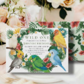 Wild One Tropical Exotic Parrots Boy 1st Birthday Kaart