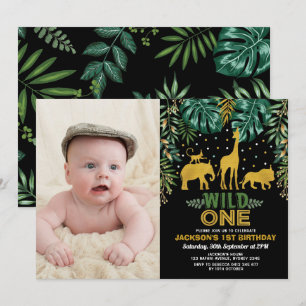 Wild One Tropical Oerwoud Safari 1e verjaardagsfee Kaart