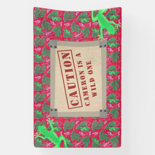 Wild One Tropical Rainforest Birthday Custom Spandoek (Verticaal)