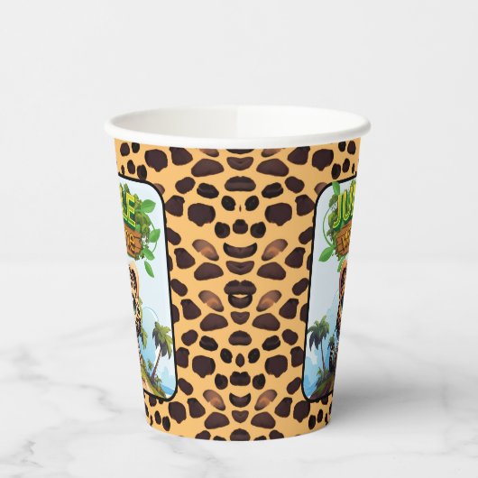 WILD ONE Tropical Safari Leopard Character Cat 🐆 Papieren Bekers (Links)