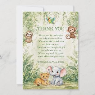 Wild One Tropisch Jungle Baby Shower Bedankkaart A
