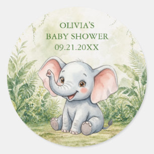 Wild One Tropisch Jungle Baby Shower Favoriet Ronde Sticker