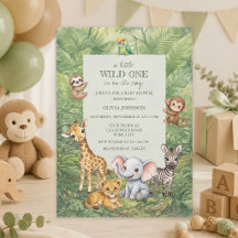 Wild One Tropisch Jungle Baby Shower Uitnodiging