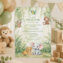Wild One Tropisch Jungle Baby Shower Uitnodiging
