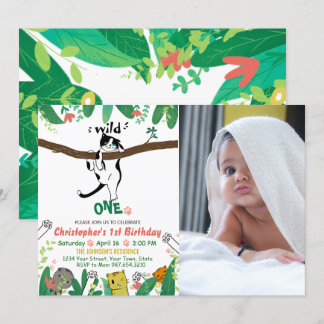 Wild One Tuxedo Kat Kinder 1e verjaardag Uitnodigi Kaart