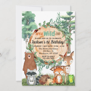 Wild One Uitnodiging   Dieren van het bos