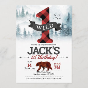 Wild One-uitnodiging, Lumberjack First Birthday Kaart