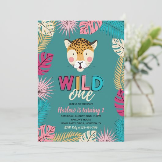 Wild ONE Uitnodiging | Uitnodigingen van luipaard (Staand voorkant)