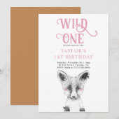 Wild One Verjaardag | Meisje 1e verjaardag Kaart (Voorkant / Achterkant)