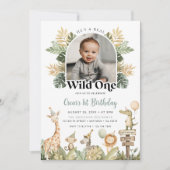 Wild One Verjaardag Uitnodiging Jongen Safari Dier (Voorkant)