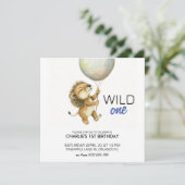Wild One verjaardagsuitnodiging, Leeuw 1e verjaard Save The Date (Staand voorkant)