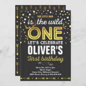 Wild One verjaardagsuitnodiging Modern Wild One Pa Kaart (Voorkant / Achterkant)