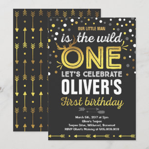 Wild One verjaardagsuitnodiging Modern Wild One Pa Kaart