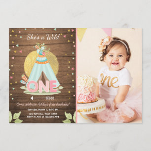 Wild One verjaardagsuitnodiging Teepee Boho Girl W Kaart