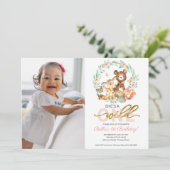 Wild One verjaardagsuitnodigingen met foto Kaart (Staand voorkant)