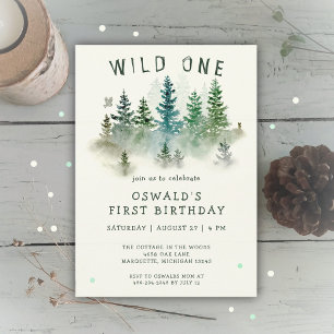 Wild One Waterverf Woodland Animals 1e Verjaardag Kaart