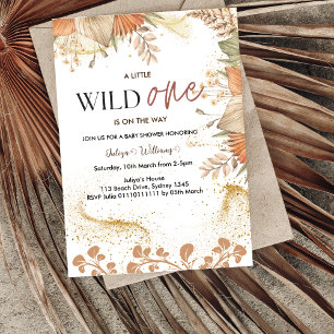 Wild One wild flower Baby shower Uitnodiging