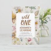 Wild One Wildflower 1e verjaardag Kaart (Staand voorkant)