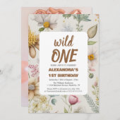 Wild One Wildflower 1e verjaardag Kaart (Voorkant / Achterkant)