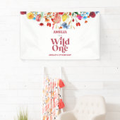 Wild One Wildflower Eerste 1e Verjaardagsfeest Spandoek (Insitu)