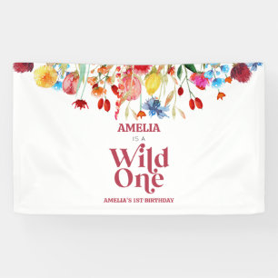 Wild One Wildflower Eerste 1e Verjaardagsfeest Spandoek