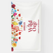 Wild One Wildflower Eerste 1e Verjaardagsfeest Spandoek (Verticaal)