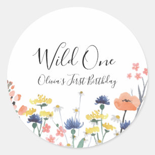 Wild One Wildflower eerste verjaardag Ronde Sticker