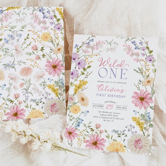 Wild One: Wildflower First 1st Birthday Kaart