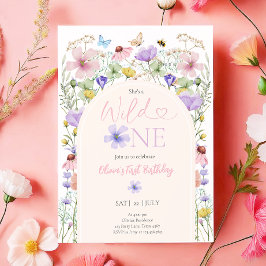 Wild One Wildflowers Floral Girl Eerste Verjaardag Kaart