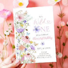 Wild One Wildflowers Floral Girl Eerste Verjaardag Kaart