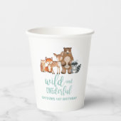 Wild One Woodland Animal Birch Tree First Birthday Papieren Bekers (Voorkant)