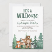 Wild One Woodland Animal First Birthday Invitation (Devant)
