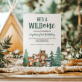 Wild One Woodland Animal First Birthday Invitation