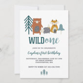 Wild One Woodland Animal First Birthday Invitation (Devant)