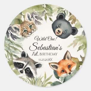 Wild One Woodland Animal Verjaardagsfeestje Ronde Sticker