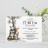 Wild One Woodland Animals Baby Shower Invitation Kaart (Staand voorkant)