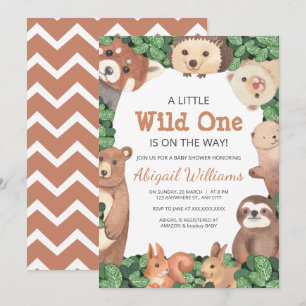 Wild One Woodland Animals met Beer Brown Baby show Kaart