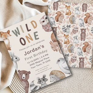 Wild One Woodland Animals !Op verjaardagsfeestje Kaart
