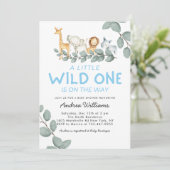 Wild One Zoo Animaux Garçon Baby shower Invitation (Debout devant)